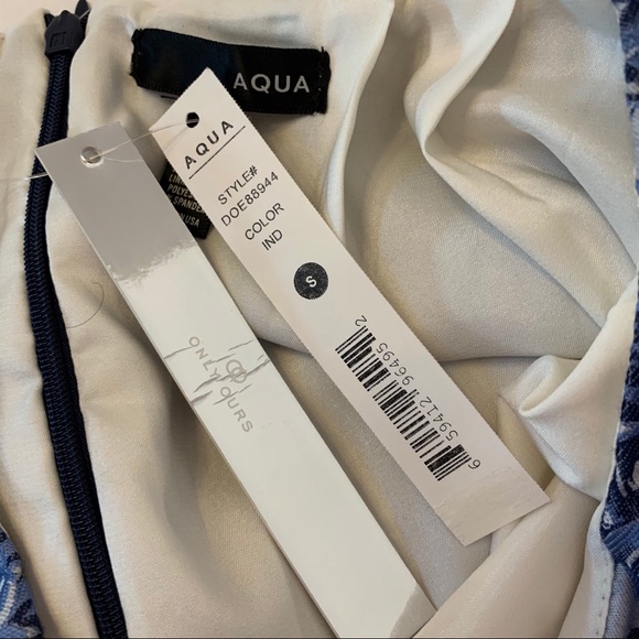 Aqua Blue Brocade Mini Pleated Flare Skirt NWT - Picture 5 of 10